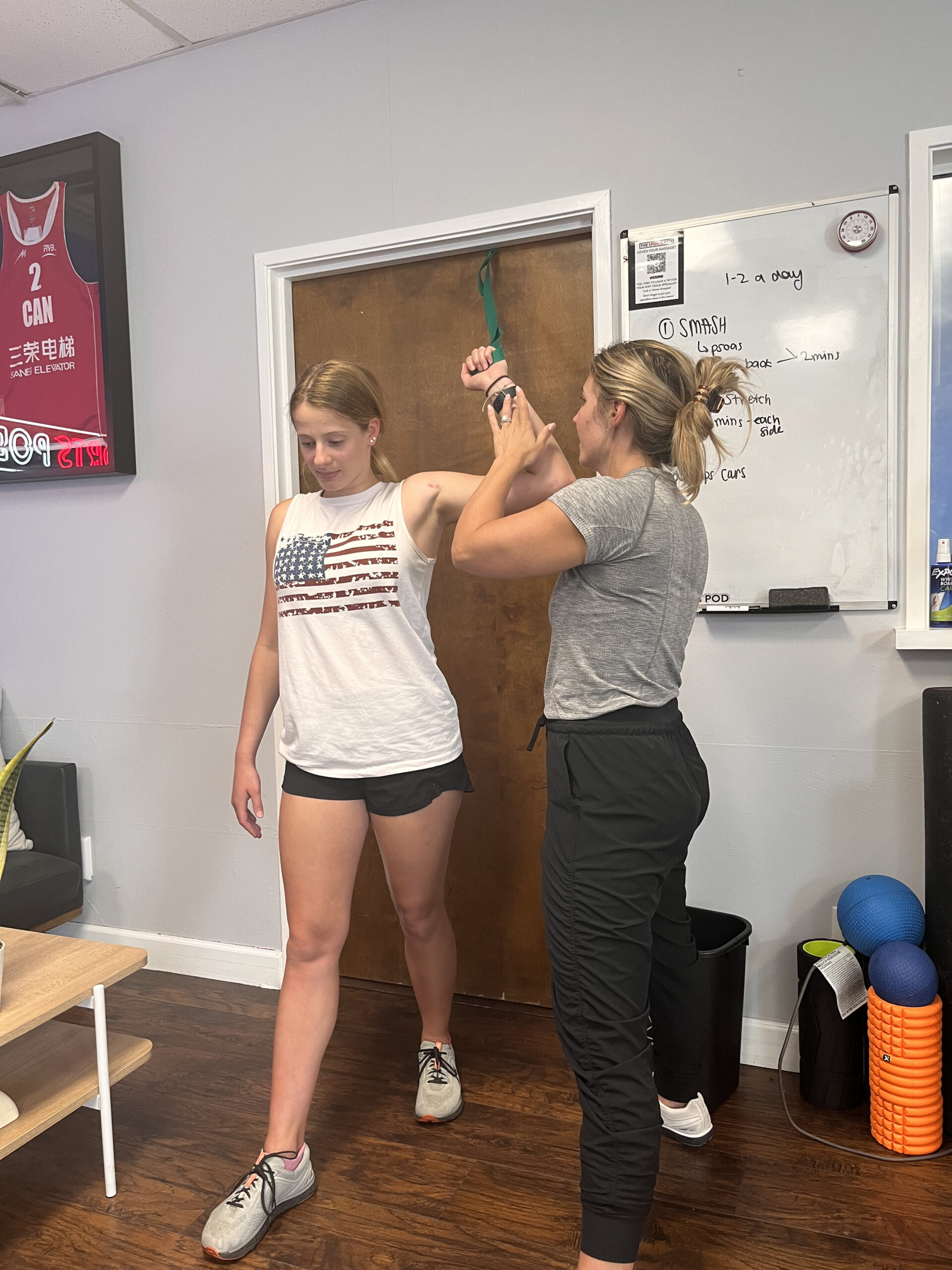 Hello Gymnasts! Today we're doing shoulder internal rotations. I know that’s a lot of technical jargon, but it is when you rotate your shoulder inwards. This is one movement in gymnastics that is grossly neglected but could save so many shoulders from getting injured. Doing this every day can improve mobility and endurance in the shoulder.